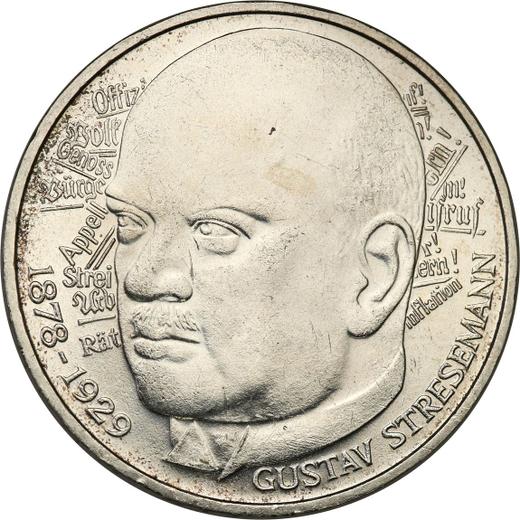 Anverso 5 marcos 1978 D "Gustav Stresemann" - valor de la moneda de plata - Alemania, RFA