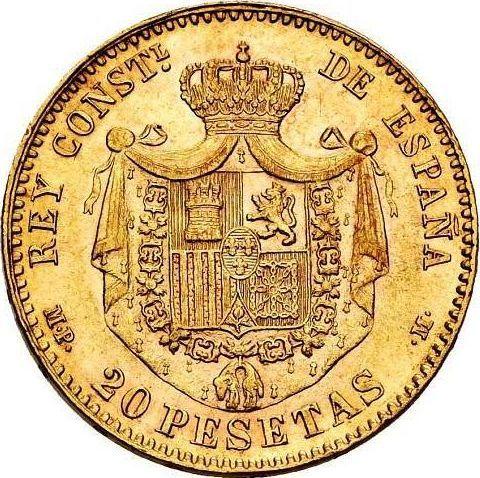 Reverso 20 pesetas 1890 MPM - valor de la moneda de oro - España, Alfonso XIII