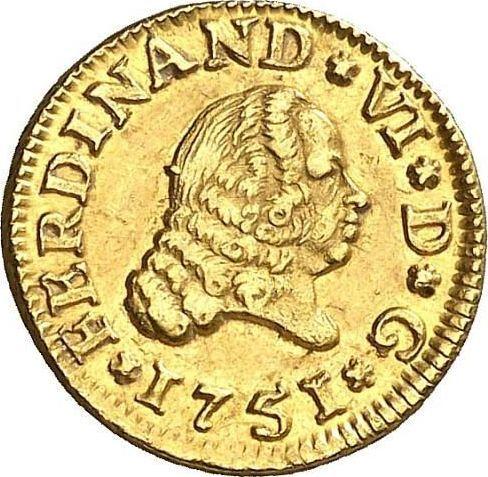 Anverso Medio escudo 1751 S PJ - valor de la moneda de oro - España, Fernando VI