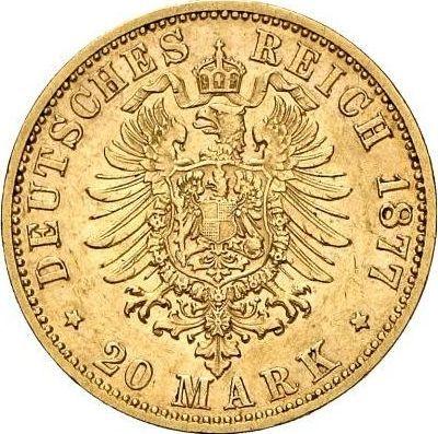Reverso 20 marcos 1877 E "Sajonia" - valor de la moneda de oro - Alemania, Imperio alemán