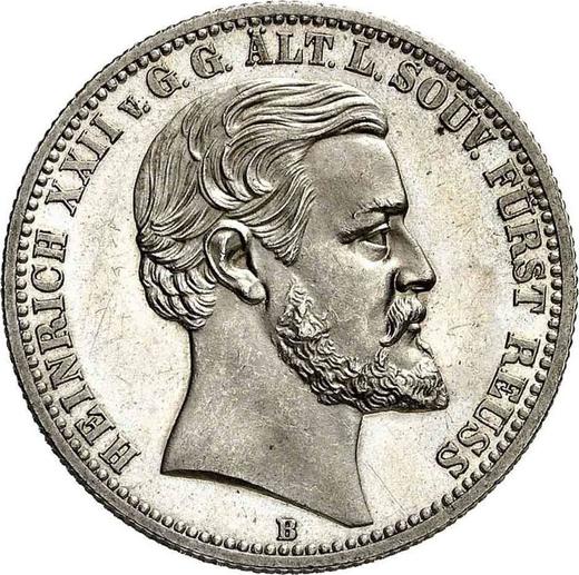 Аверс монеты - 2 марки 1877 года B "Рейсс-Грейц" - цена серебряной монеты - Германия, Германская Империя