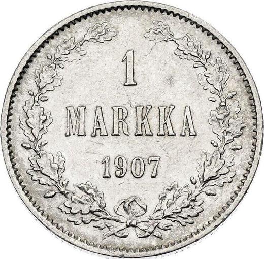 Реверс монеты - 1 марка 1907 года L - цена серебряной монеты - Финляндия, Великое княжество