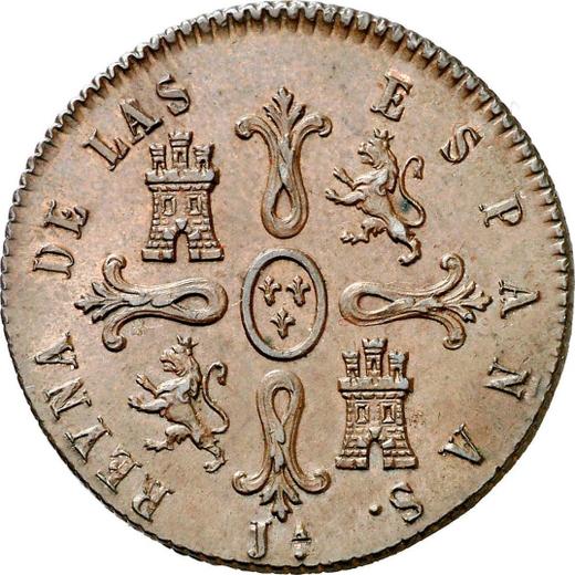 Reverso 8 maravedíes 1847 Ja "Valor nominal sobre el reverso" - valor de la moneda  - España, Isabel II