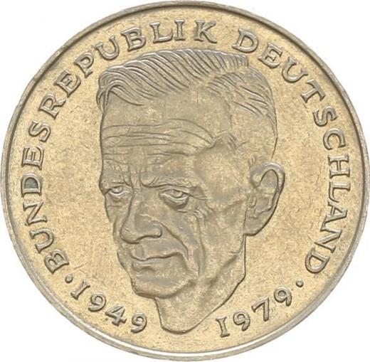 Аверс монеты - 2 марки 1991 года A "Курт Шумахер" - цена  монеты - Германия, ФРГ