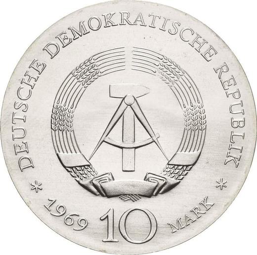 Reverso 10 marcos 1969 "Böttger" - valor de la moneda de plata - Alemania, República Democrática Alemana (RDA)