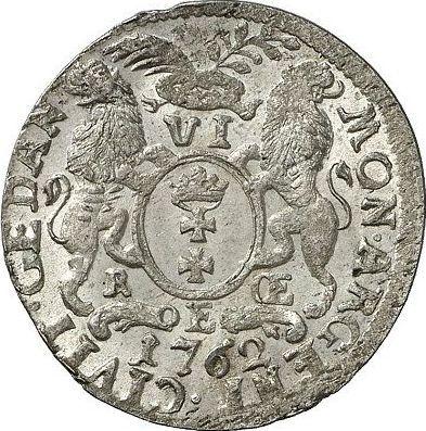 Reverse 6 Groszy (Szostak) 1762 REOE "Danzig" - Silver Coin Value - Poland, Augustus III