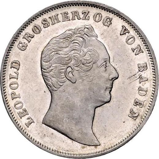Awers monety - 1 gulden 1843 - cena srebrnej monety - Badenia, Leopold
