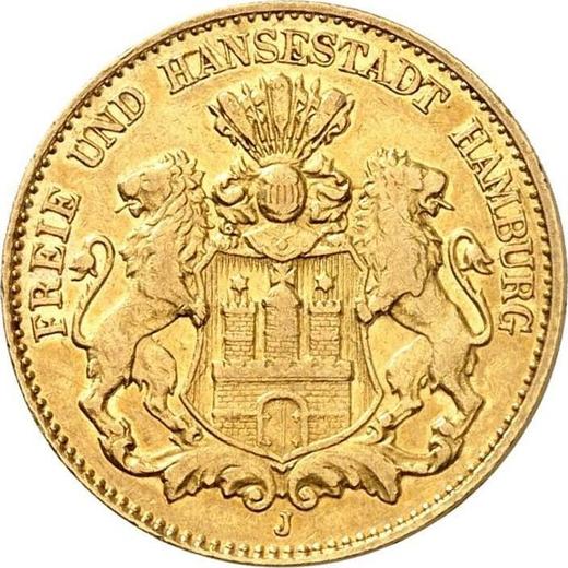 Аверс монеты - 10 марок 1902 года J "Гамбург" - цена золотой монеты - Германия, Германская Империя