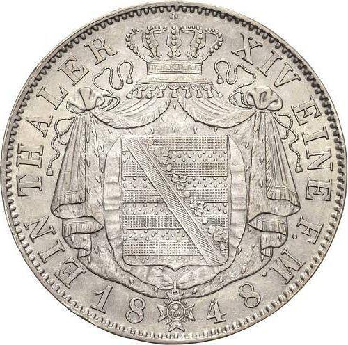 Reverso Tálero 1848 F - valor de la moneda de plata - Sajonia, Federico Augusto II