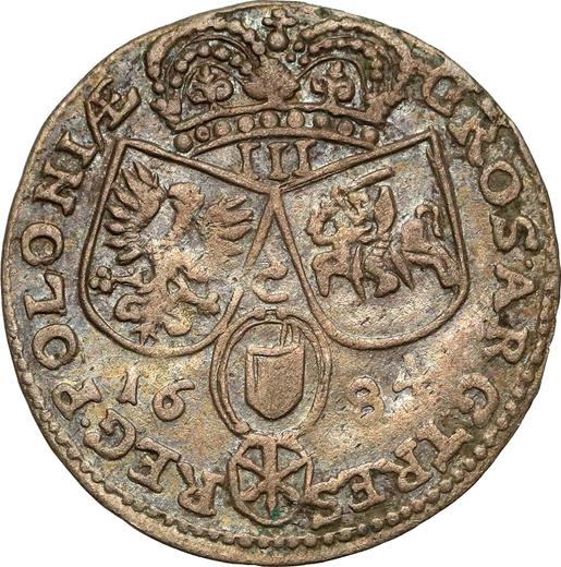 Reverso Trojak (3 groszy) 1684 C B "Retrato con corona" - valor de la moneda de plata - Polonia, Juan III Sobieski