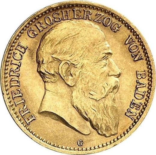 Аверс монеты - 10 марок 1906 года G "Баден" - цена золотой монеты - Германия, Германская Империя