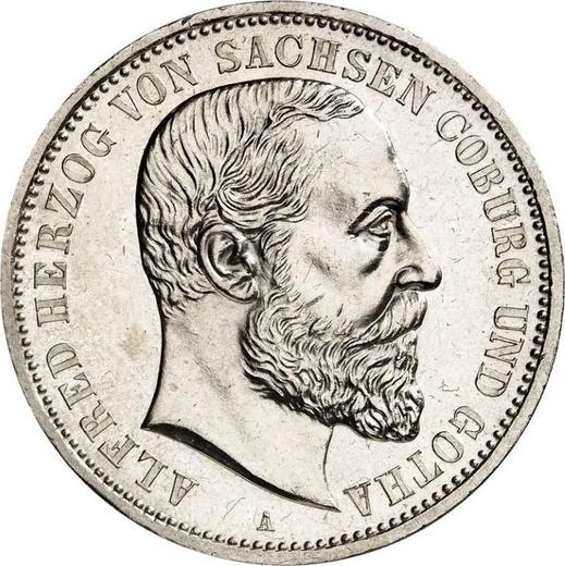Аверс монеты - 5 марок 1895 года A "Саксен-Кобург-Гота" - цена серебряной монеты - Германия, Германская Империя