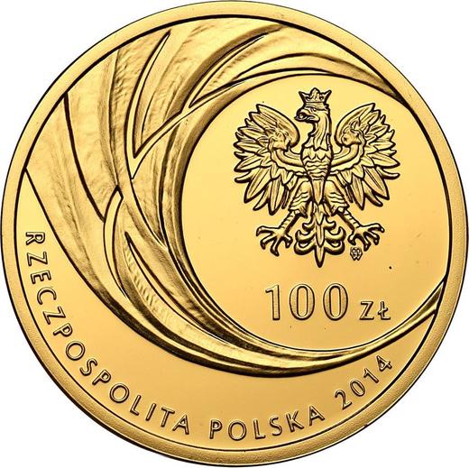 Аверс монеты - 100 злотых 2014 года MW "Канонизация Иоанна Павла II" - цена золотой монеты - Польша, III Республика после деноминации