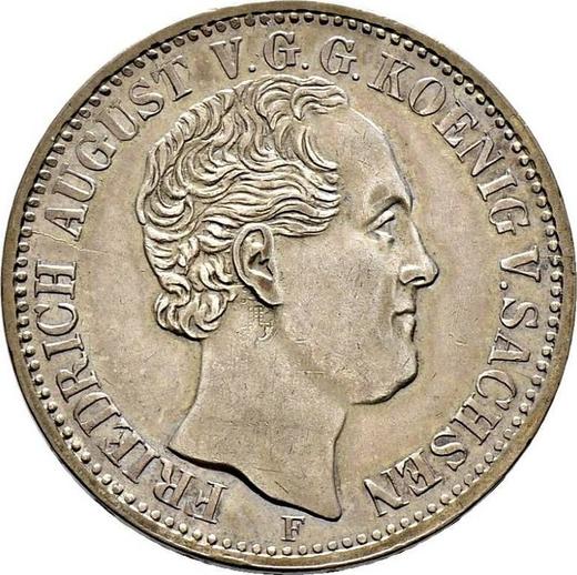 Аверс монеты - 1/3 талера 1852 года F - цена серебряной монеты - Саксония, Фридрих Август II