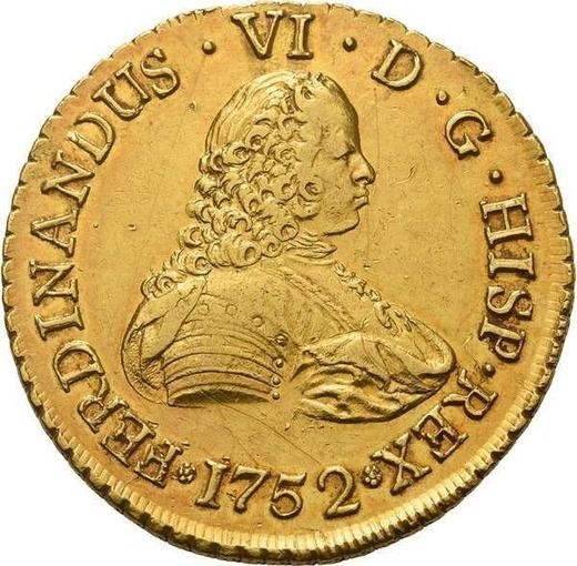 Anverso 8 escudos 1752 So J - valor de la moneda de oro - Chile, Fernando VI