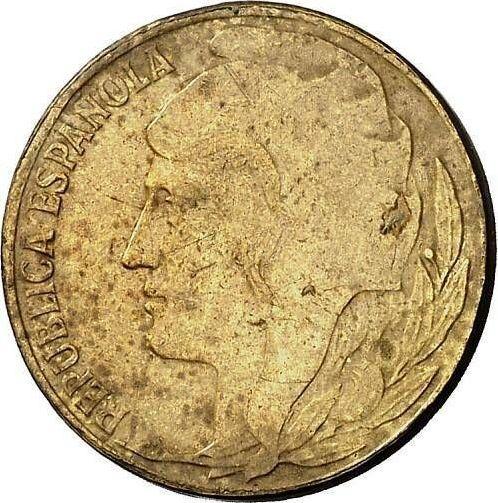 Аверс монеты - Пробные 5 сентимо 1937 года Латунь - цена  монеты - Испания, II Республика