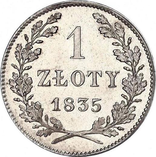 Rewers monety - 1 złoty 1835 "Kraków" - cena srebrnej monety - Polska, Wolne Miasto Kraków