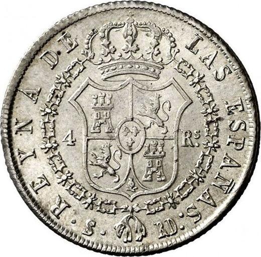 Reverso 4 reales 1838 S RD - valor de la moneda de plata - España, Isabel II