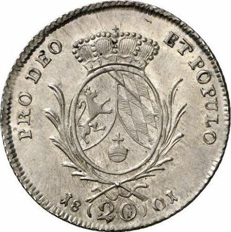 Rewers monety - 20 krajcarow 1801 - cena srebrnej monety - Bawaria, Maksymilian I