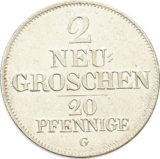 Реверс монеты - 2 новых гроша 1844 года G - цена серебряной монеты - Саксония-Альбертина, Фридрих Август II