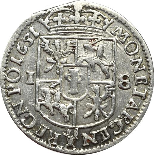 Rewers monety - Ort (18 groszy) 1651 "Typ 1650-1655" - cena srebrnej monety - Polska, Jan II Kazimierz
