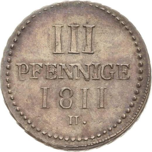 Реверс монеты - 3 пфеннига 1811 года H - цена  монеты - Саксония-Альбертина, Фридрих Август I