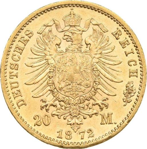 Reverso 20 marcos 1872 E "Sajonia" - valor de la moneda de oro - Alemania, Imperio alemán