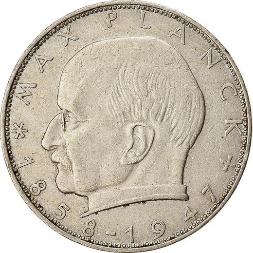 Аверс монеты - 2 марки 1961 года J "Планк" - цена  монеты - Германия, ФРГ