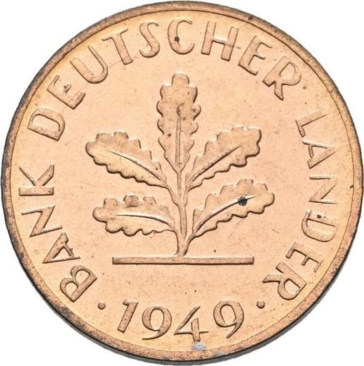 Реверс монеты - 1 пфенниг 1949 года D "Bank deutscher Länder" - цена  монеты - Германия, ФРГ