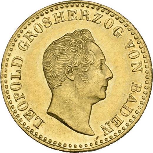 Awers monety - Dukat 1844 - cena złotej monety - Badenia, Leopold