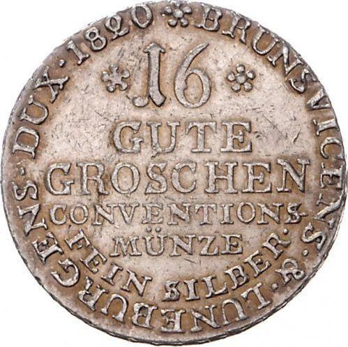 Revers 16 Gutegroschen 1820 BRITAN & HANNOV REX - Silbermünze Wert - Hannover, Georg III