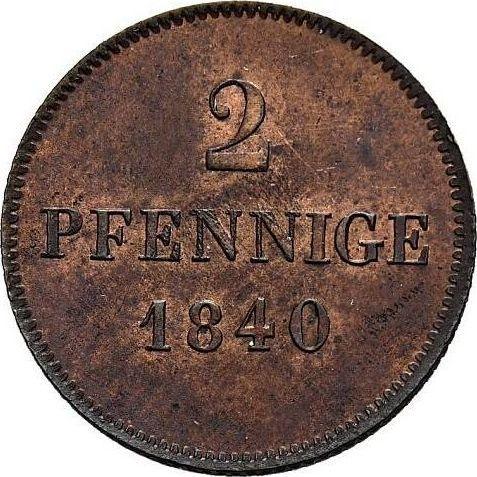 Реверс монеты - 2 пфеннига 1840 года - цена  монеты - Бавария, Людвиг I
