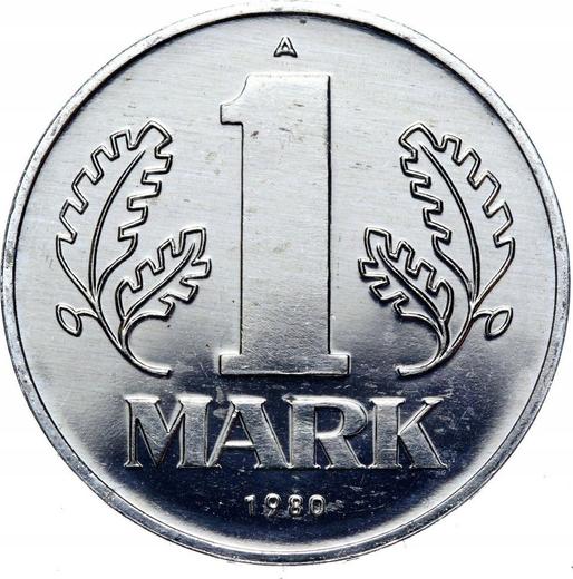 Anverso 1 marco 1980 A - valor de la moneda  - Alemania, República Democrática Alemana (RDA)