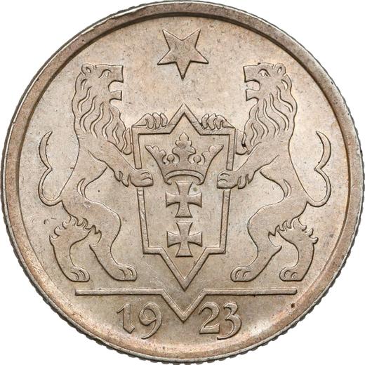 Аверс монеты - 1 гульден 1923 года "Когг" - цена серебряной монеты - Польша, Вольный город Данциг