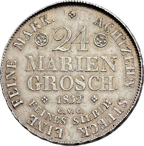Reverso 24 mariengroschen 1832 CvC - valor de la moneda de plata - Brunswick-Wolfenbüttel, Guillermo