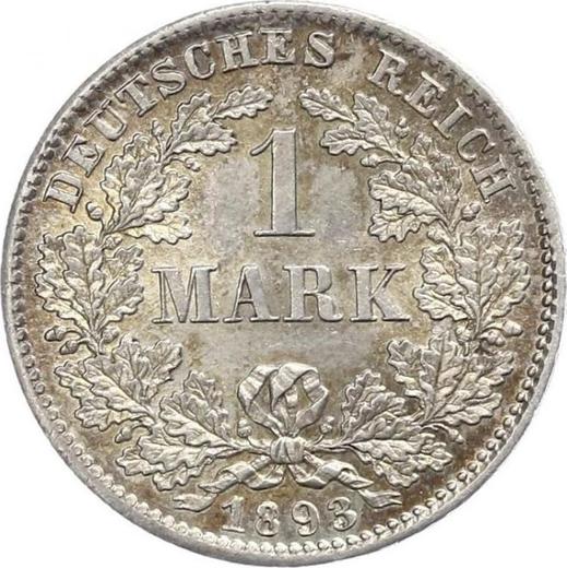 Anverso 1 marco 1893 D "Tipo 1891-1916" - valor de la moneda de plata - Alemania, Imperio alemán