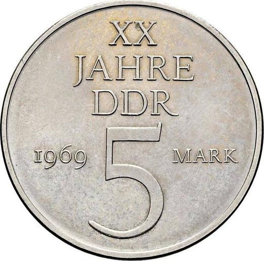 Anverso 5 marcos 1969 A "20 aniversario de la RDA" Prueba de metal - valor de la moneda  - Alemania, República Democrática Alemana (RDA)