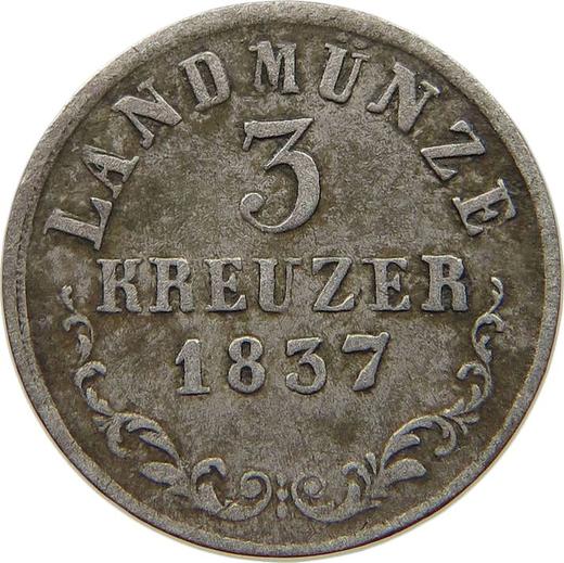 Reverso 3 kreuzers 1837 K - valor de la moneda de plata - Sajonia-Meiningen, Bernardo II