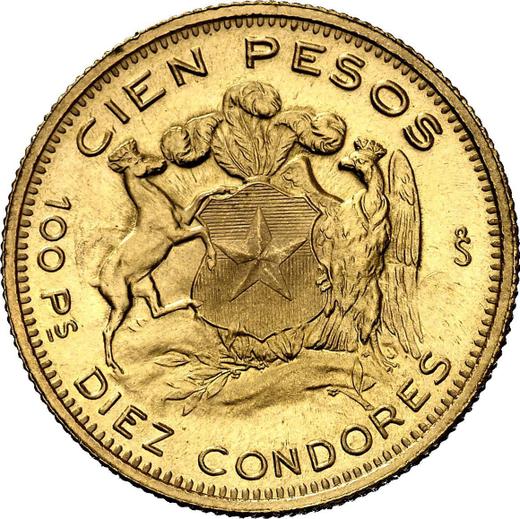 Rewers monety - 100 peso 1962 So - cena złotej monety - Chile, Republika (Po denominacji)