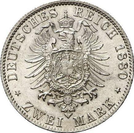 Reverso 2 marcos 1880 J "Hamburg" - valor de la moneda de plata - Alemania, Imperio alemán