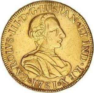Awers monety - 4 escudo 1761 Mo MM - cena złotej monety - Meksyk, Karol III