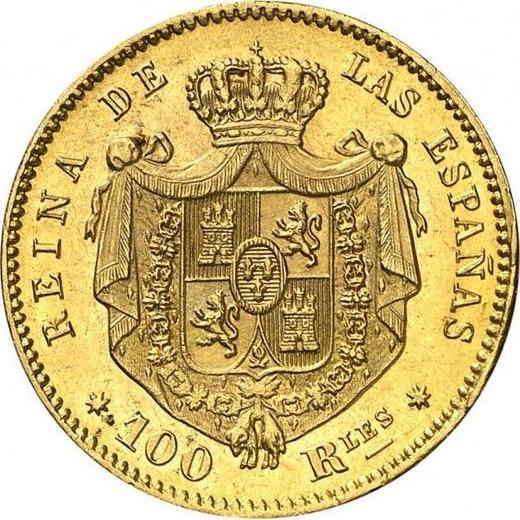 Reverso 100 reales 1864 Estrellas de siete puntas - valor de la moneda de oro - España, Isabel II