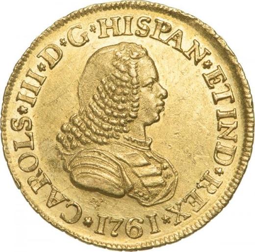 Аверс монеты - 2 эскудо 1761 года PN J - цена золотой монеты - Колумбия, Карл III