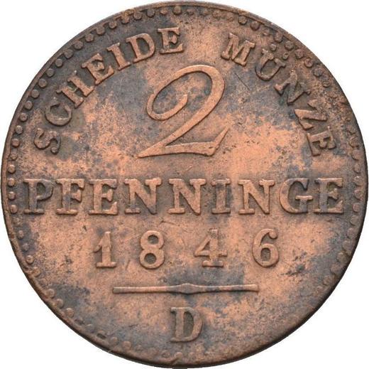 Reverso 2 Pfennige 1846 D - valor de la moneda  - Prusia, Federico Guillermo IV