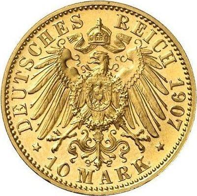 Реверс монеты - 10 марок 1907 года A "Пруссия" - цена золотой монеты - Германия, Германская Империя