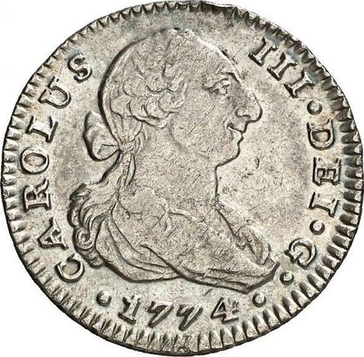 Аверс монеты - 1 реал 1774 года S CF - цена серебряной монеты - Испания, Карл III