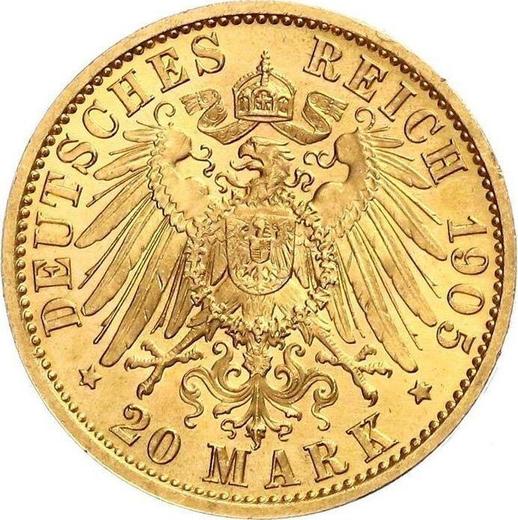 Реверс монеты - 20 марок 1905 года A "Саксен-Кобург-Гота" - цена золотой монеты - Германия, Германская Империя