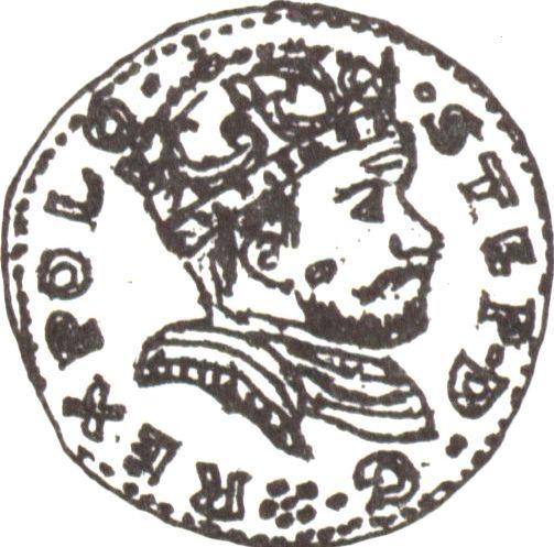 Аверс монеты - Трояк (3 гроша) 1587 года - цена серебряной монеты - Польша, Стефан Баторий
