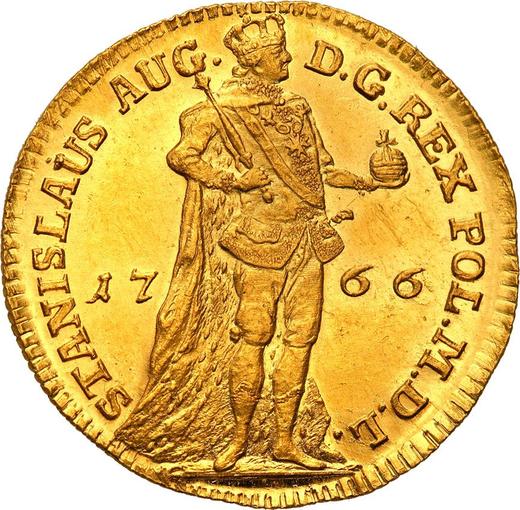 Аверс монеты - Дукат 1766 года FS "Фигура короля" - цена золотой монеты - Польша, Станислав II Август