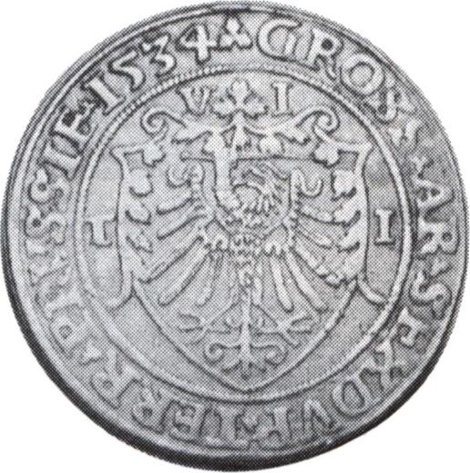 Реверс монеты - Шестак (6 грошей) 1534 года TI "Торунь" - цена серебряной монеты - Польша, Сигизмунд I Старый